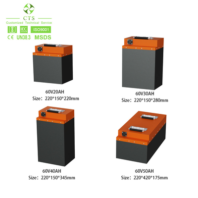 अनुकूलन योग्य 60V 20Ah 50Ah एस्कूटर बैटरी पैक, BMS के साथ 72V 40Ah लाइफपो4 बैटरी
