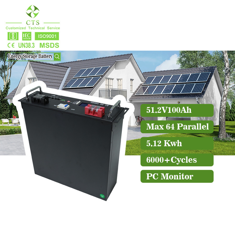 सीटीएस लिथियम आयन बैटरी 5kwh 10kwh 51.2V 200Ah सौर ऊर्जा भंडारण LiFePO4 घरेलू ऊर्जा भंडारण के लिए बैटरी